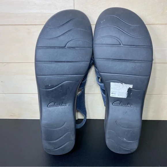 Clarks Lexi Marigold Sandals Blue Leather Women's Size 7.5 Shoes M Snakeskin - Picture 9 of 11